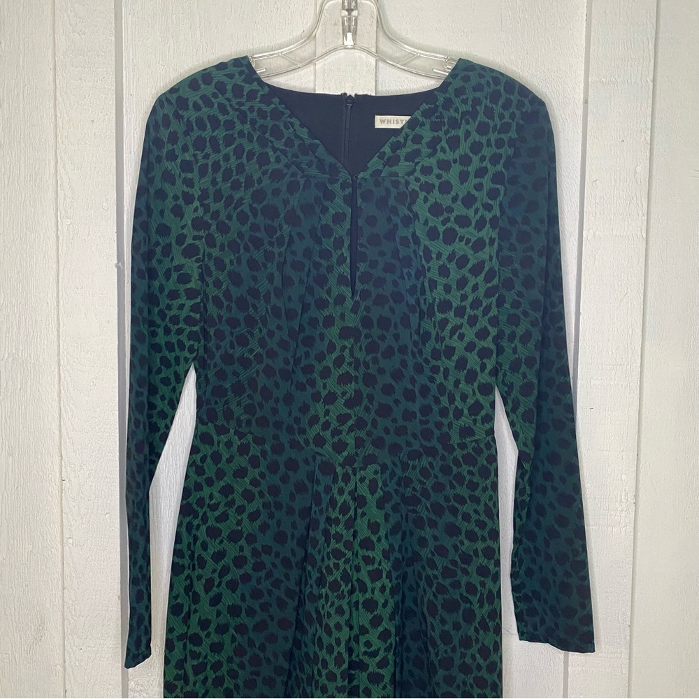 Whistles Green & Black Silk Blend Leopard Print Dress – UK 10 / US 6